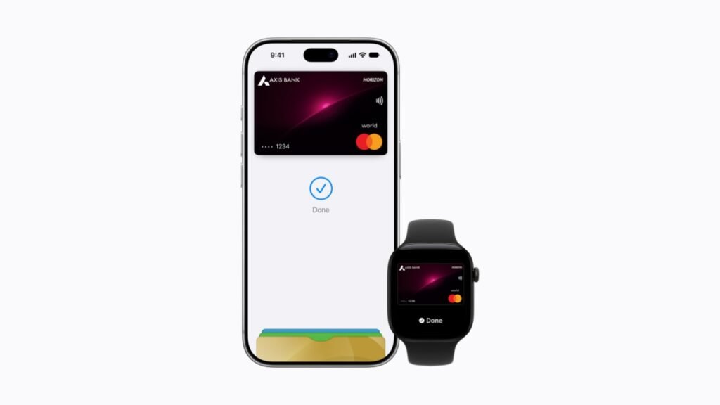 Axis Bank card in Apple Wallet on iPhone and Apple Watch