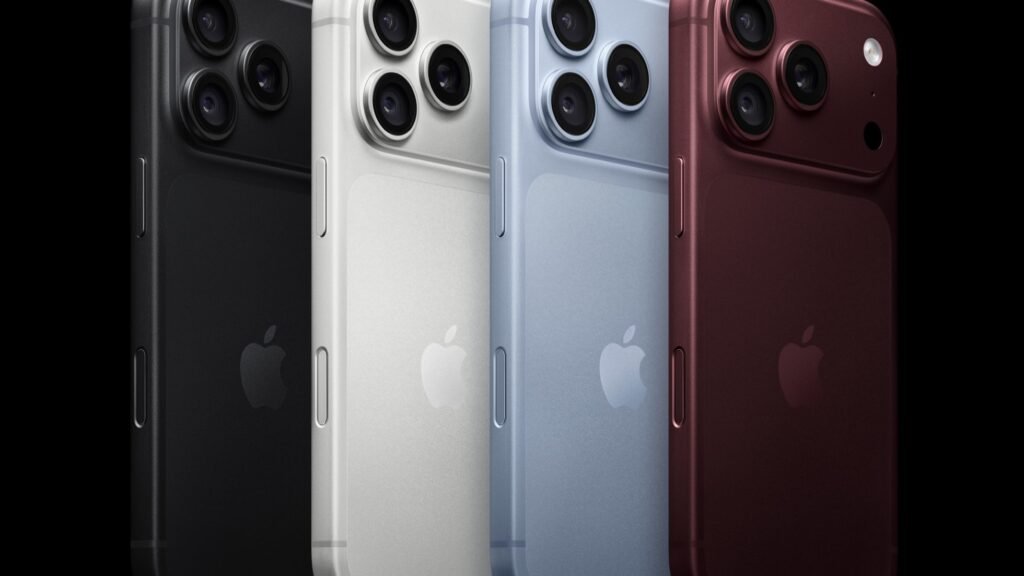 iPhone 18 Pro in black, silver, glacier and burgundy finishes, rear camera view