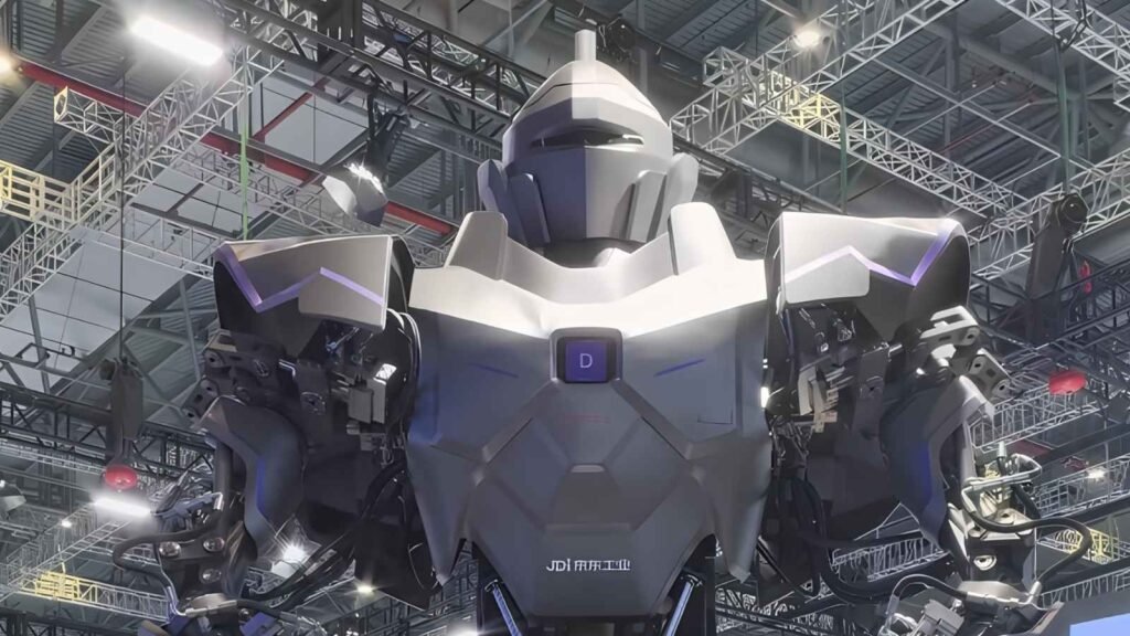 Giant 13-foot Neo1 hydraulic humanoid robot displayed at the China International Industry Fair