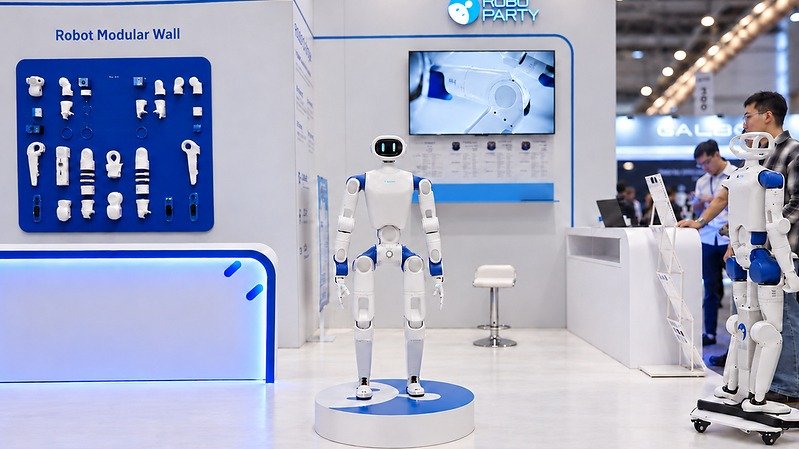 RoboParty's RP1 humanoid robot on display at its IROS 2026 booth