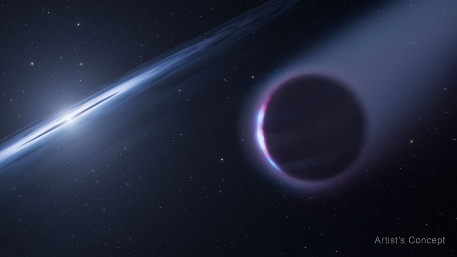 Artist's concept of a gas giant planet orbiting a white dwarf star