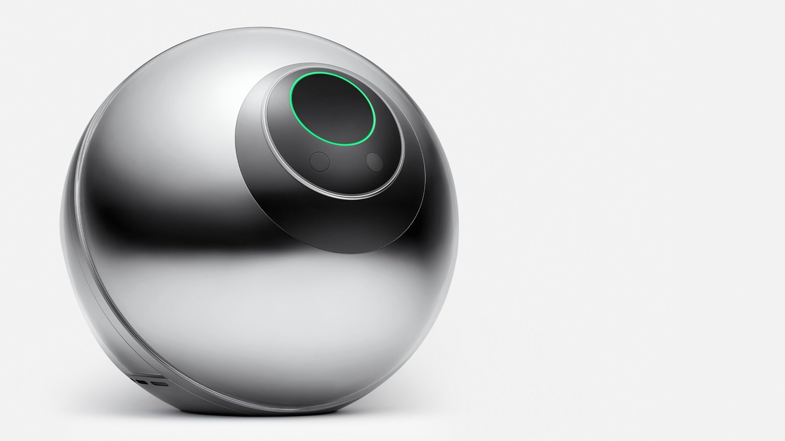 World's silver Orb iris-verification device with a glowing green ring